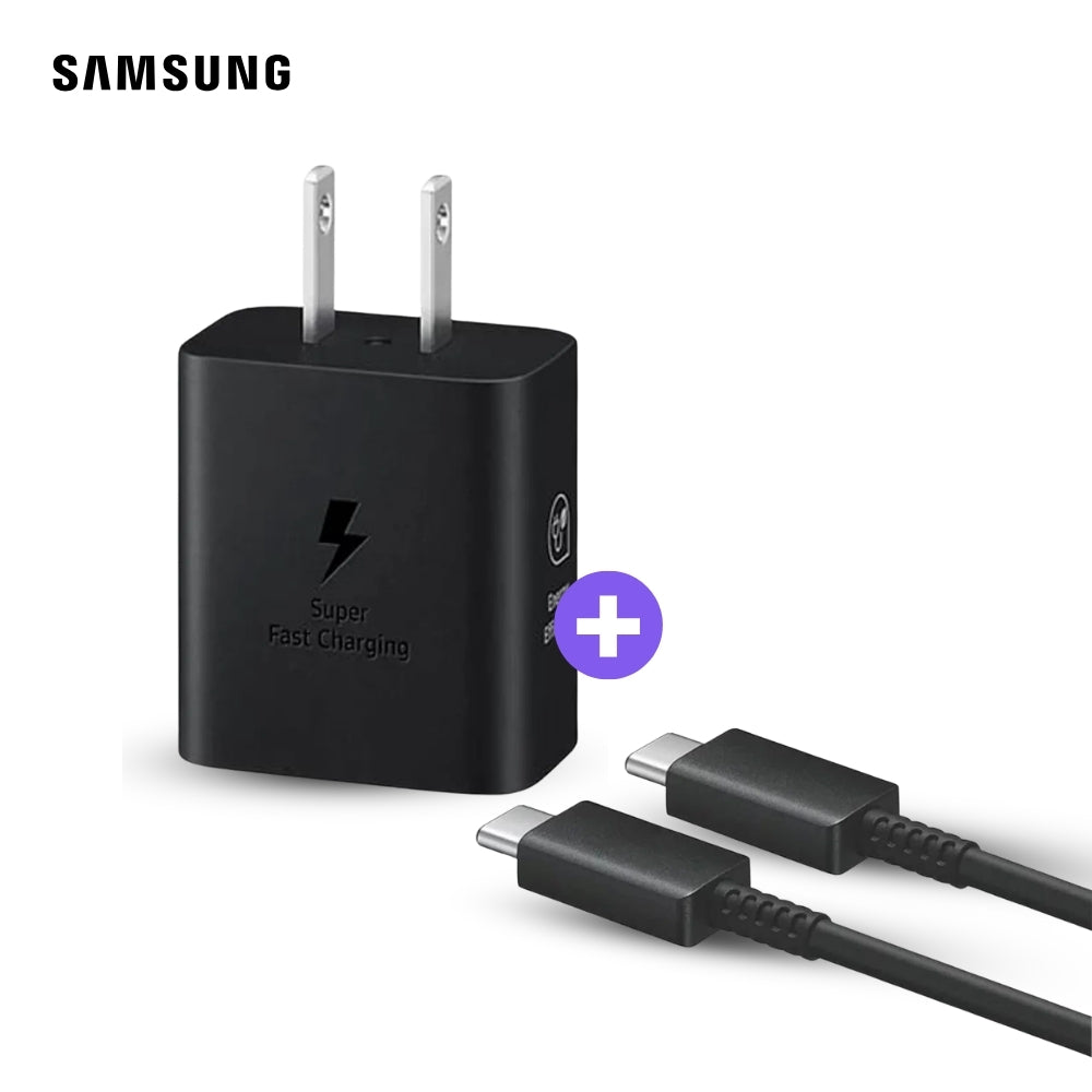 Cargador Samsung USB-C 25W y Cable USB-C a USB-C 1 m Negro