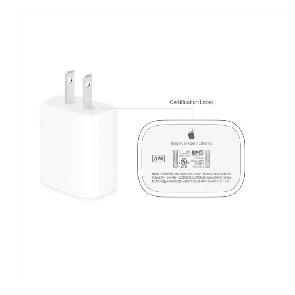Cargador Apple iPhone Original Tipo C de 20W