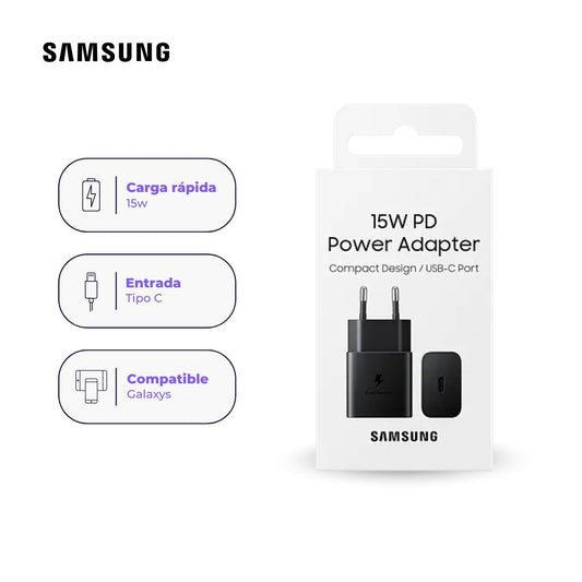 Adaptador Original Samsung USB-C (15W) con Carga Rápida