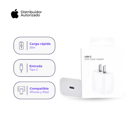 Cargador Apple iPhone Original Tipo C de 20W