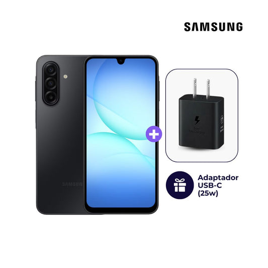 Celular Samsung Galaxy A17 4G 128GB 6GB Negro + Adaptador USB-C Samsung Original 25W