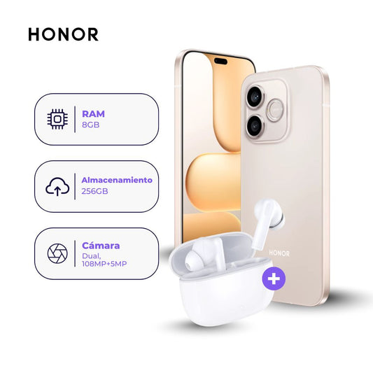Honor 600e 256GB 8GB Dorado y Earbuds X7 Lite