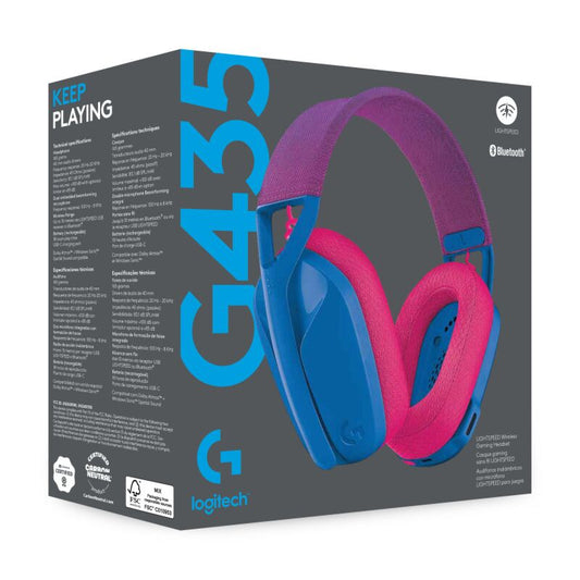 Logitech G435 LIGHTSPEED Wireless Gaming Headset - Auricular - tamaño completo - Azul