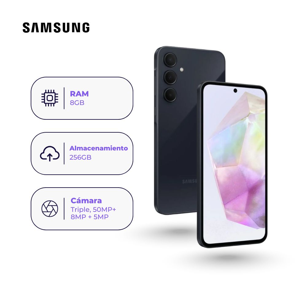 Celular Samsung Galaxy A35 5G 256GB 8GB Negro + Adaptador USB-C Samsung Original 25W