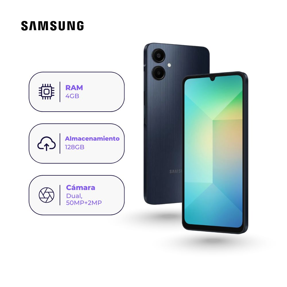 Celular Samsung Galaxy A06 128GB 4GB Negro + Adaptador USB-C Samsung Original 15W