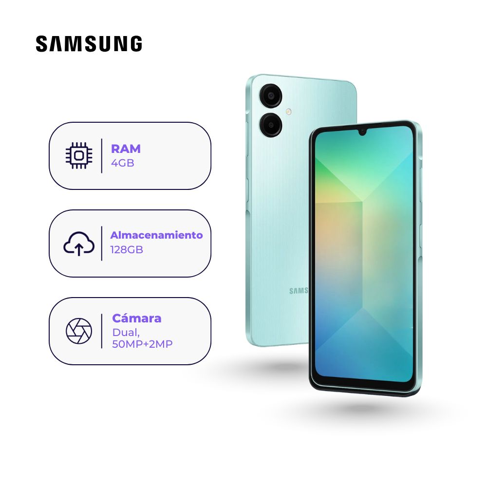 Celular Samsung Galaxy A06 128GB 4GB Verde + Adaptador USB-C Samsung Original 15W