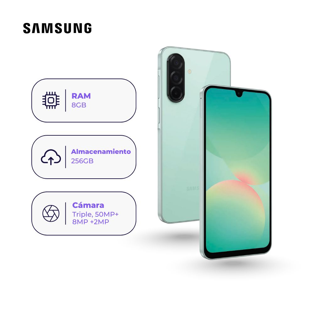 Celular Samsung Galaxy A26 5G 256GB 8GB Verde + Adaptador USB-C Samsung Original 15W