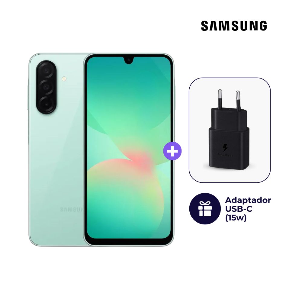 Celular Samsung Galaxy A26 5G 256GB 8GB Verde + Adaptador USB-C Samsung Original 15W