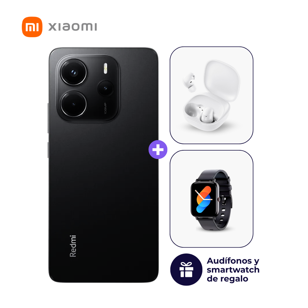 Xiaomi Redmi Note 14 4G 256GB 8GB Negro medianoche + Smartwatch + Audifonos