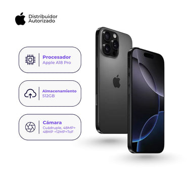 Celular iPhone 16 Pro Max 512GB Negro Titanio + Case + Cubo Apple iPhone Tipo C de 20W