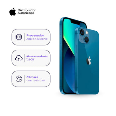 Celular iPhone 13 128GB Ram Color Azul + Adaptador 20w + Case