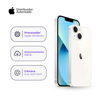 Celular iPhone 13 128GB Ram Color Blanco + Adaptador 20w + Case