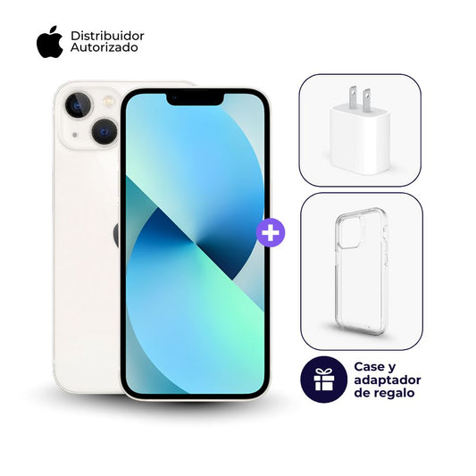 Celular iPhone 13 128GB Ram Color Blanco + Adaptador 20w + Case