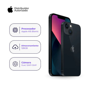 Celular iPhone 13 128GB Ram Color Negro + Adaptador 20w + Case