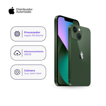 Celular iPhone 13 128GB Ram Color Verde + Adaptador 20w + Case