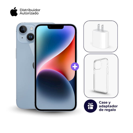Celular iPhone 14 128GB Ram Color Azul + Adaptador 20w + Case