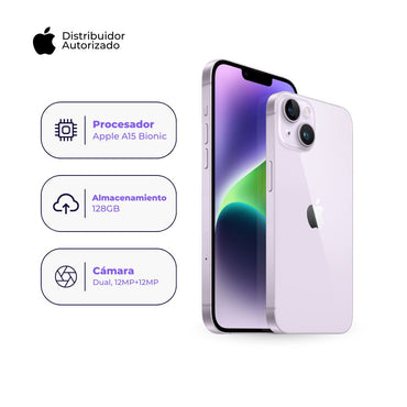 Celular iPhone 14 128GB Ram Color Púrpura + Adaptador 20w + Case