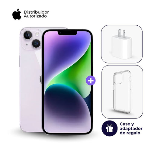 Celular iPhone 14 128GB Ram Color Púrpura + Adaptador 20w + Case