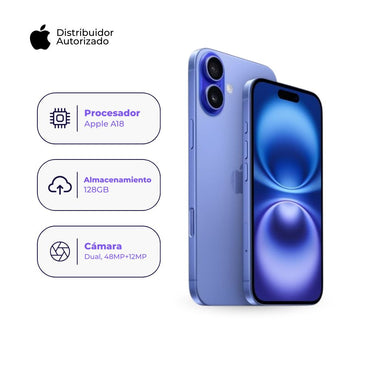Celular iPhone 16 128GB Color Azul + Cargador Apple iPhone Tipo C de 20W
