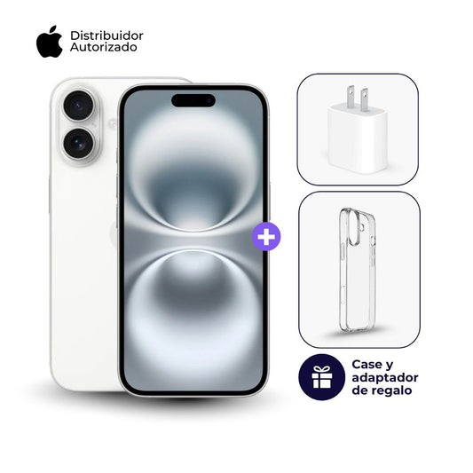 Celular iPhone 16 128GB Color Blanco + Cargador Apple iPhone Tipo C de 20W