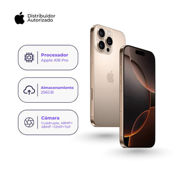 Celular iPhone 16 Pro Max 256GB ESIM Desierto Titanio + Case + Cubo Apple iPhone Tipo C de 20W