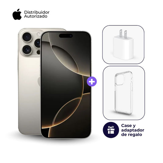 Celular iPhone 16 Pro Max 256GB ESIM Natural Titanio + Case + Cubo Apple iPhone Tipo C de 20W