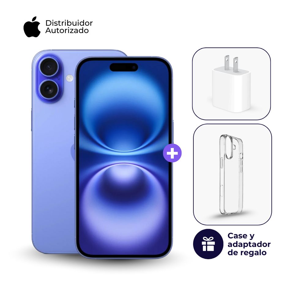 Celular iPhone 16 128GB 8GB Azul y Cargador Apple iPhone Tipo C de 20W