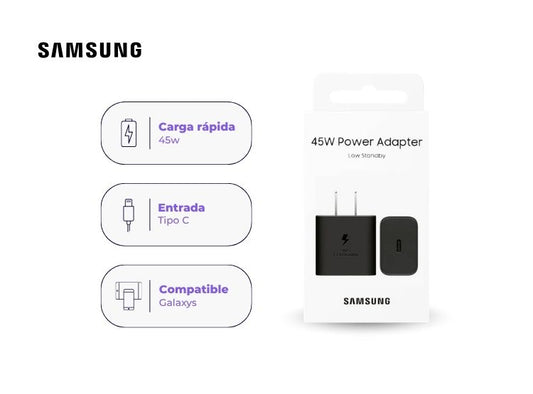 Cargador Original Samsung de carga rápida USB-C (45W) sin Cable