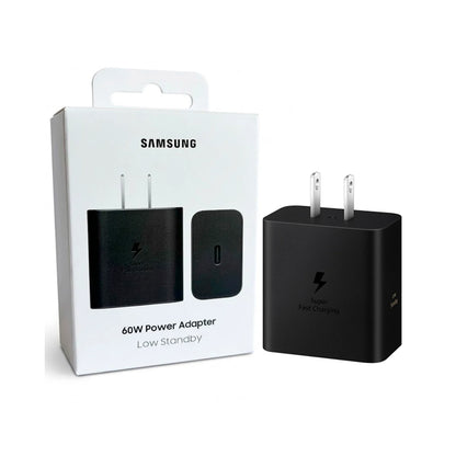 Cargador Samsung 60W Super Carga Rápida Original USB-C Negro Sin Cable