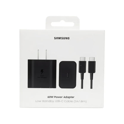 Cargador Samsung 60W Super Carga Rápida Original USB-C Negro con Cable