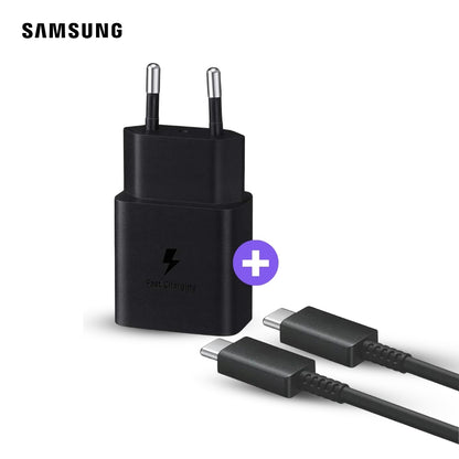 Cargador Samsung USB-C 15W y Cable USB-C a USB-C 1 m Negro