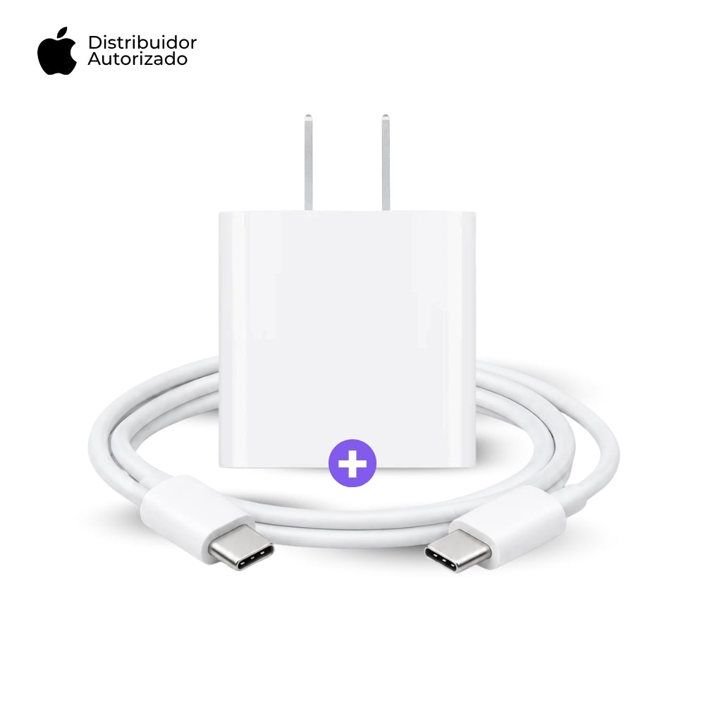 Cargador Apple 20W y Cable USB-C Trenzado 1 m 60W Blanco