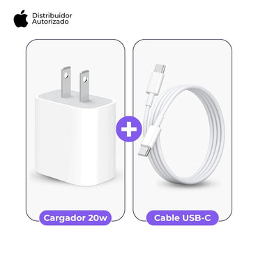 Cargador Apple 20W y Cable USB-C Trenzado 1 m 60W Blanco