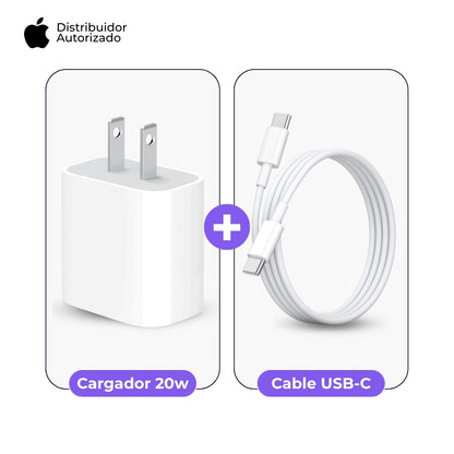 Cargador Apple 20W y Cable USB-C Trenzado 1 m 60W Blanco