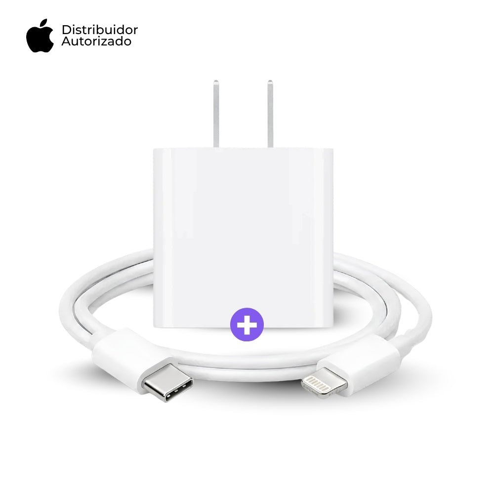 Cargador Apple 20W y Cable USB-C a Lightning 1 m Blanco