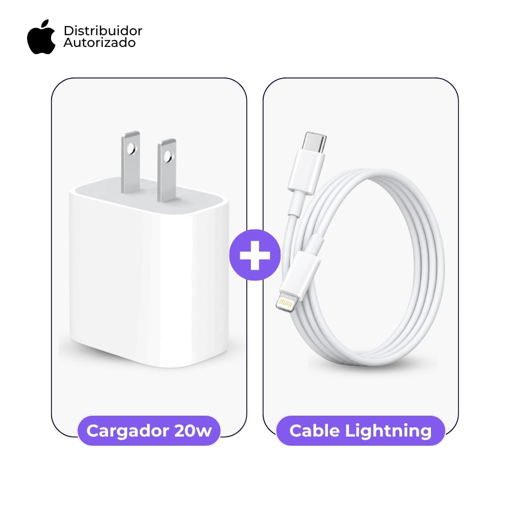 Cargador Apple 20W y Cable USB-C a Lightning 1 m Blanco