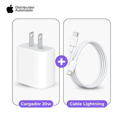 Cargador Apple 20W y Cable USB-C a Lightning 1 m Blanco