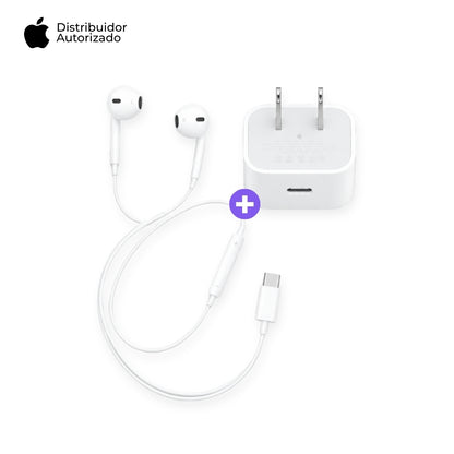 Cargador Apple USB-C 40W y Audífonos EarPods USB-C Blanco