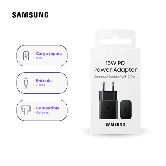 Adaptador Original Samsung USB-C (15W) con Carga Rápida