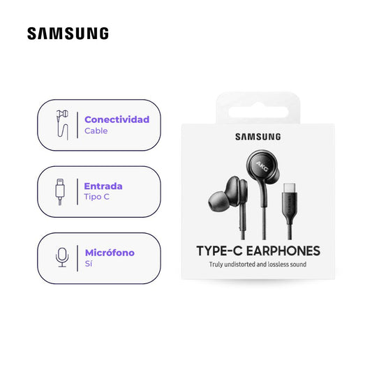 Audífonos Samsung AKG Originales USB Tipo C con Micrófono Color Negro