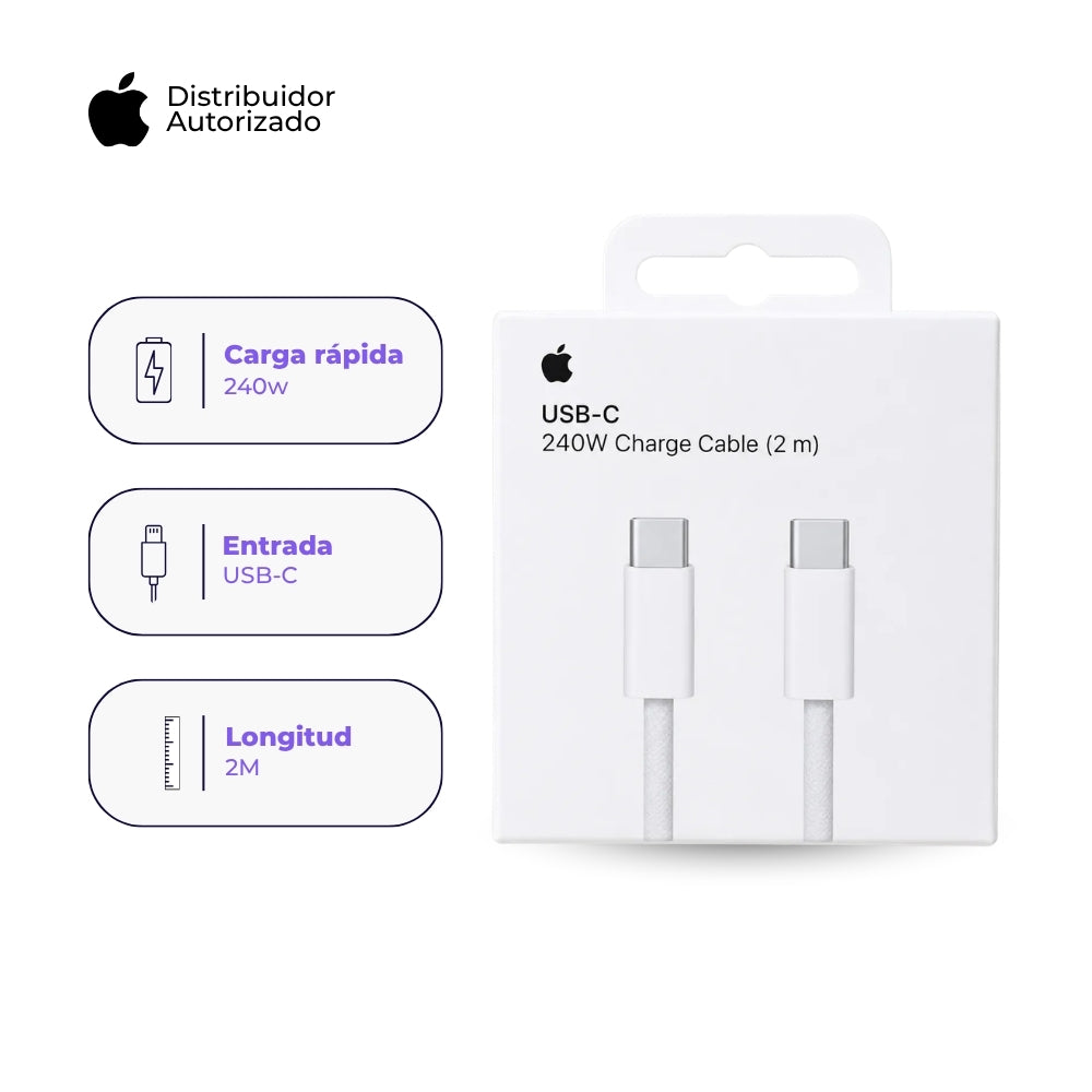 Cable Apple USB-C a USB-C 240W 2m Carga Rápida Blanco