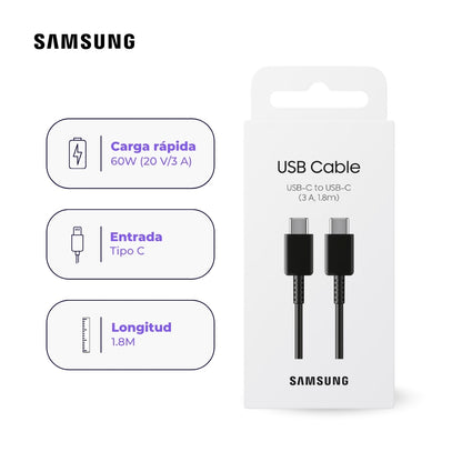 Cable Samsung USB-C a USB-C 1.8 m Color Negro