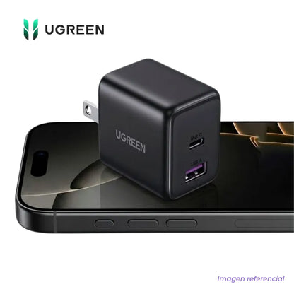 Cargador UGREEN X516 30W GaN USB-C + USB-A Carga Rápida Space Gray