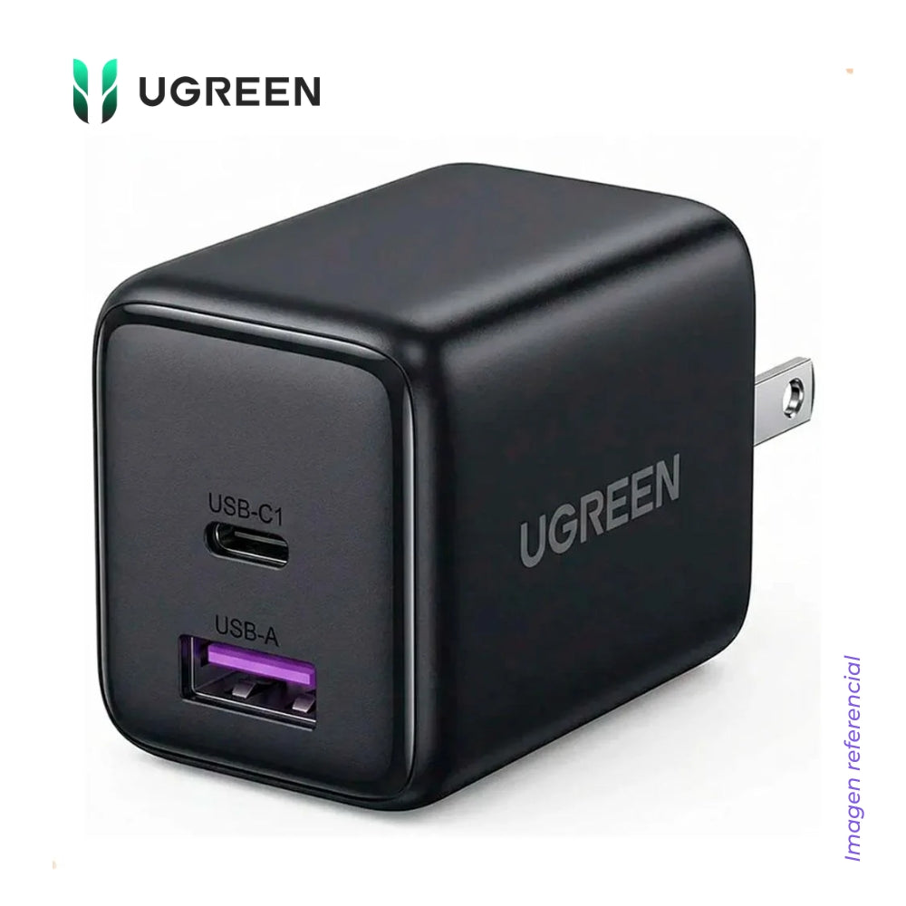 Cargador UGREEN X516 30W GaN USB-C + USB-A Carga Rápida Space Gray