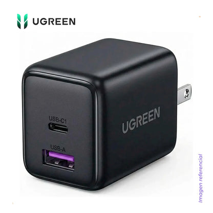 Cargador UGREEN X516 30W GaN USB-C + USB-A Carga Rápida Space Gray