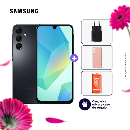Celular Samsung Galaxy A16 128GB 4GB Negro + Adaptador USB-C Samsung Original 15W + Case + Mica