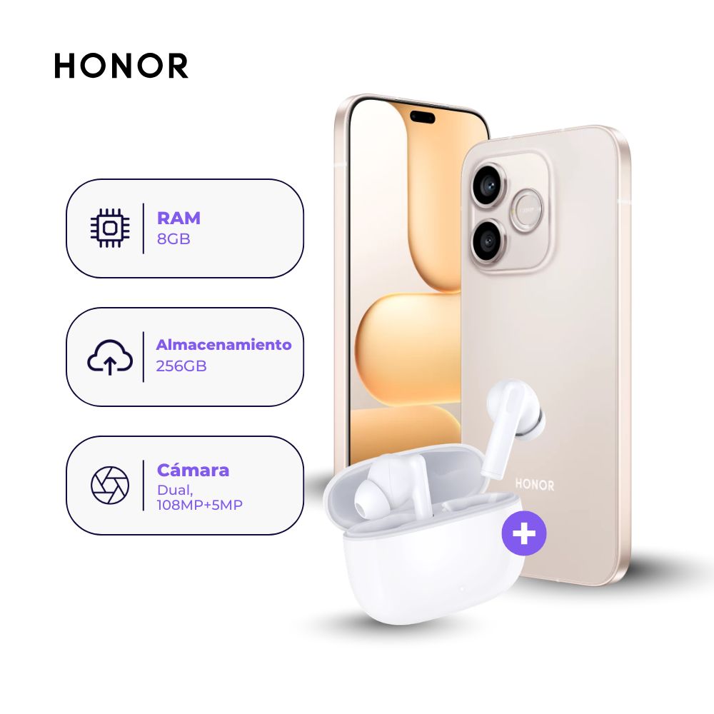Honor 600e 256GB 8GB Dorado y Earbuds X7 Lite