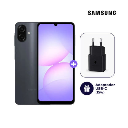 Samsung Galaxy A07 128GB 4GB Negro + Adaptador USB-C Samsung Original 15W