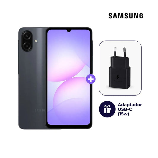 Samsung Galaxy A07 128GB 4GB Negro + Adaptador USB-C Samsung Original 15W