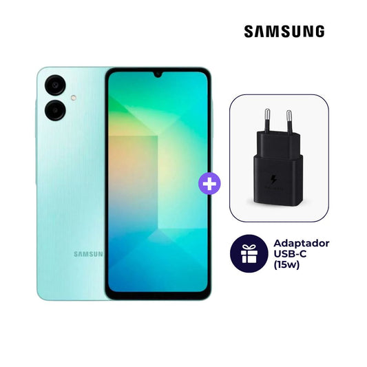 Celular Samsung Galaxy A06 128GB 4GB Verde + Adaptador USB-C Samsung Original 15W